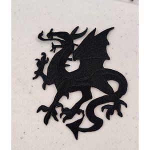 20 Iron On Black Dragon Fabric Patches 4" × 3"